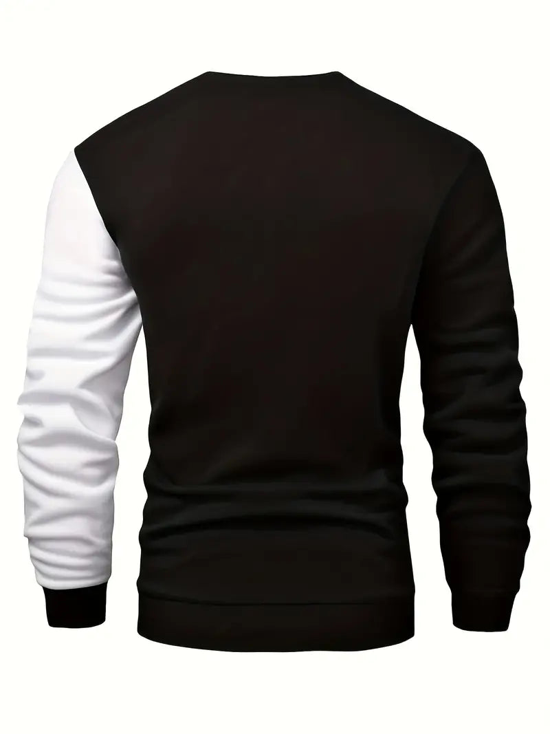 Pullover Casual Kleurblok Design Zachte Stof – Machiel