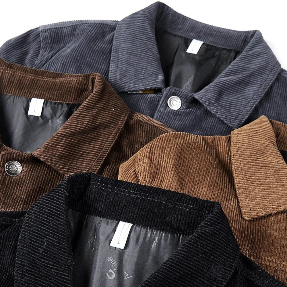 Casual corduroy jas heren multi-pocket solide kleur vintage stijl - Kevin
