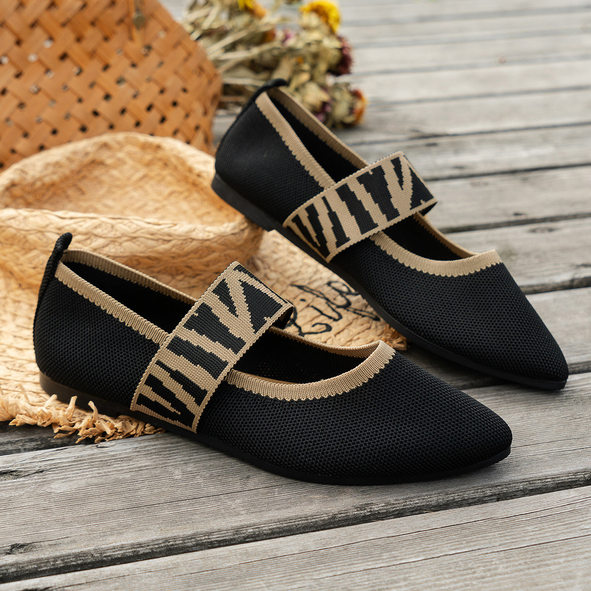 Ballerina Schoen Puntig Met Stretchband – Tamara