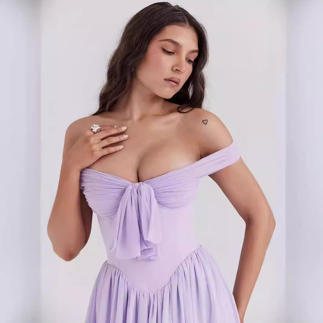 Mini Jurk Off Shoulder Luchtige Stof – Henzke