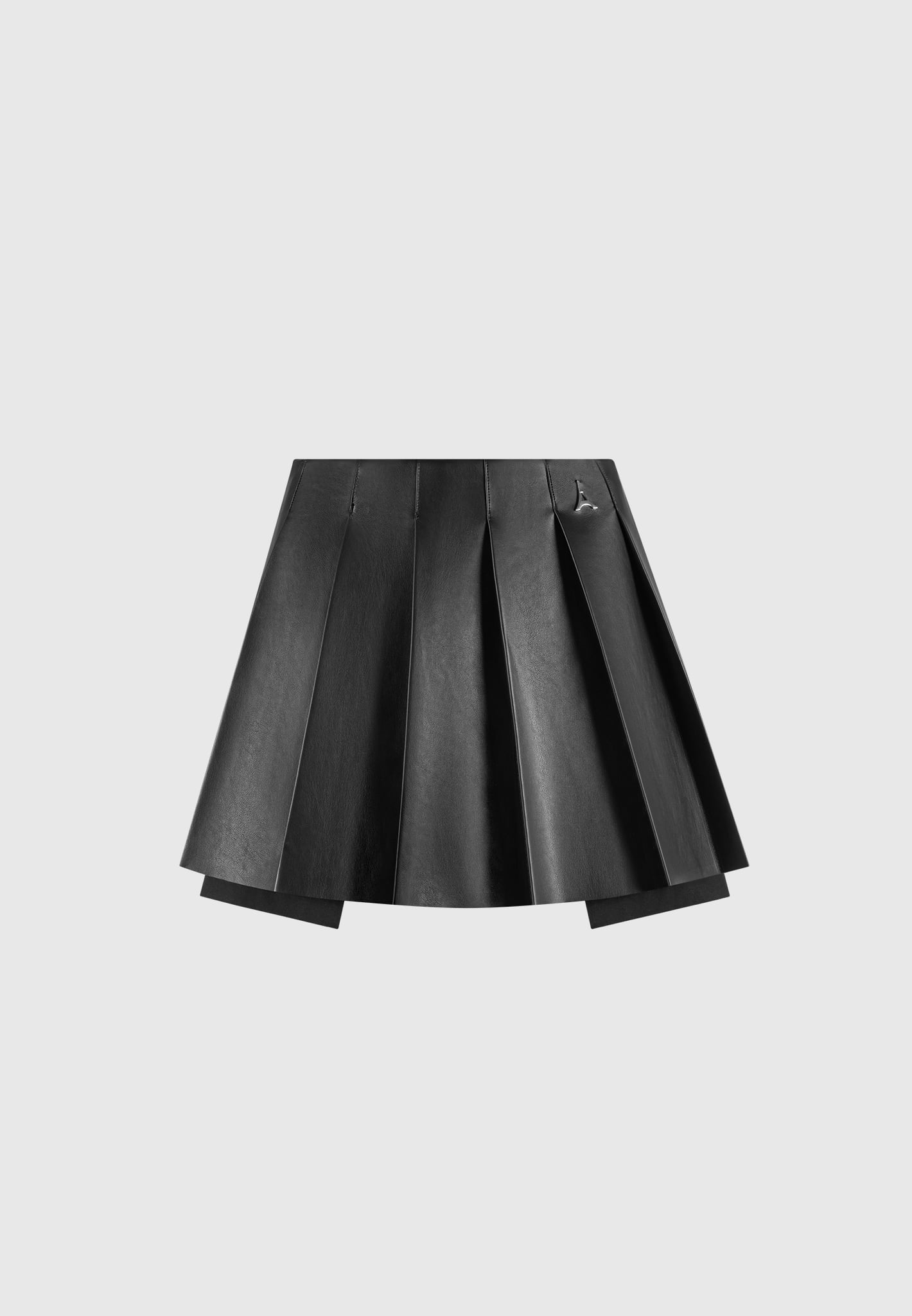 Skort Geplooid Leren Zwart – Corrie