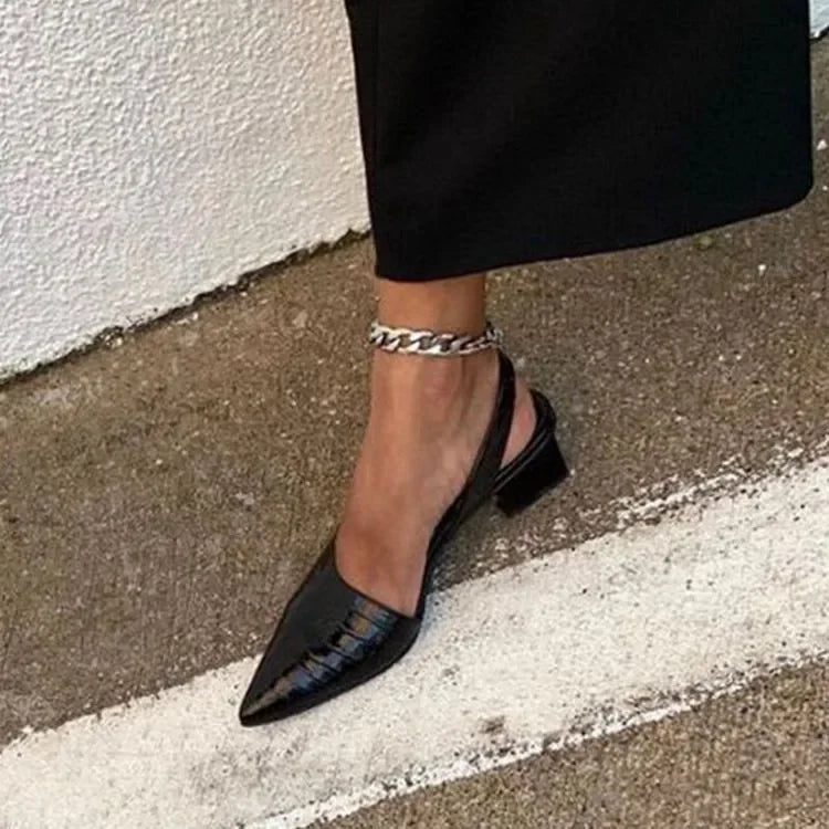 Orthopedische Pumps Blokhak Croco Patroon – Zarrah