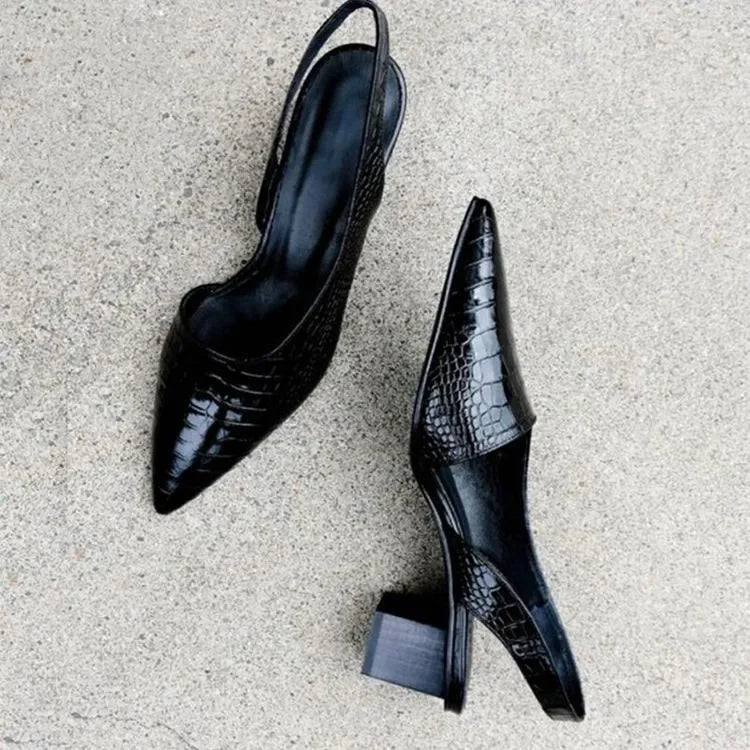 Orthopedische Pumps Blokhak Croco Patroon – Zarrah