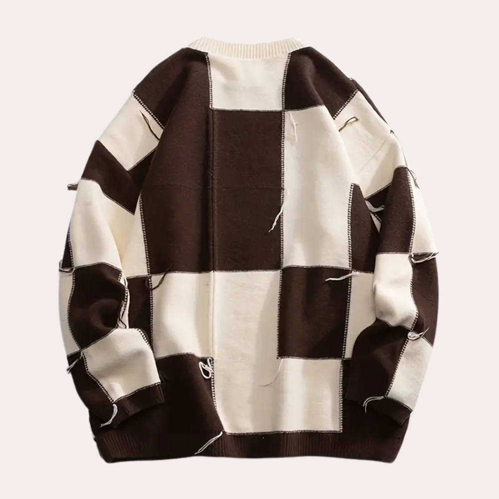 Oversized Trui Gebreid Ruitpatroon – Sylvester