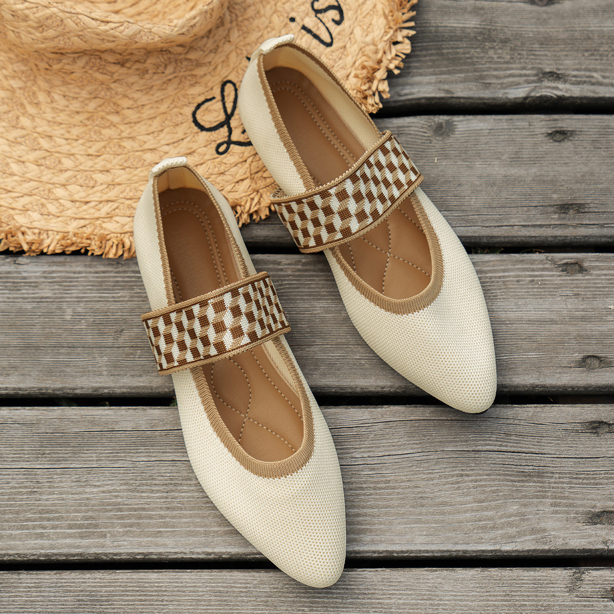 Ballerina Schoen Puntig Met Stretchband – Tamara