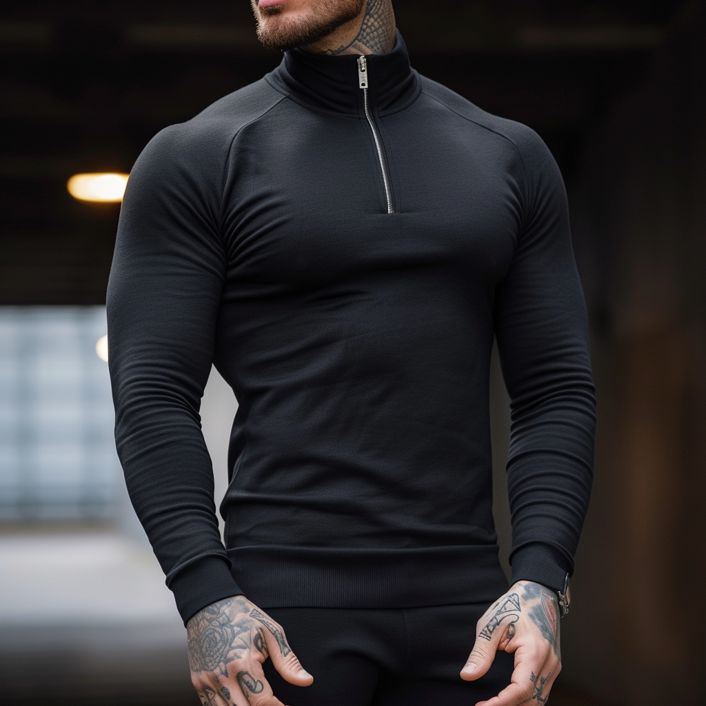 Trui met Rits Spijkerstof Muscle Fit – Perry