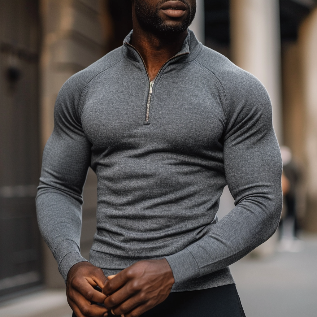 Trui met Rits Spijkerstof Muscle Fit – Perry