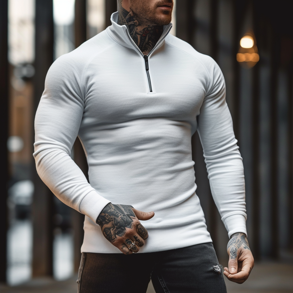Trui met Rits Spijkerstof Muscle Fit – Perry
