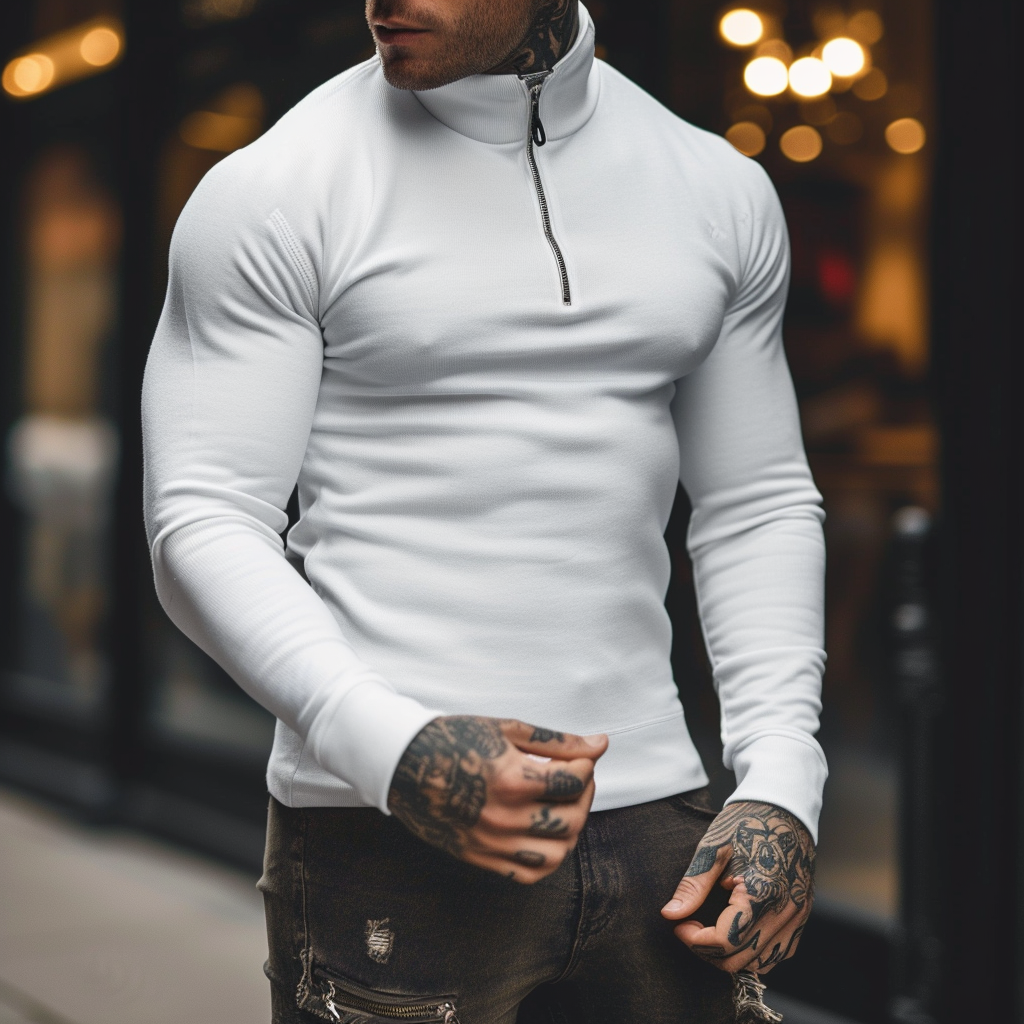 Trui met Rits Spijkerstof Muscle Fit – Perry