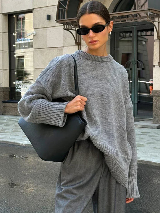 sweater streetwear oversized effen winter dames - Kaia