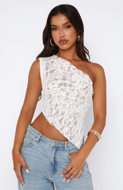 Lace Top Elegant Design met Korte Mouwen – Olivia