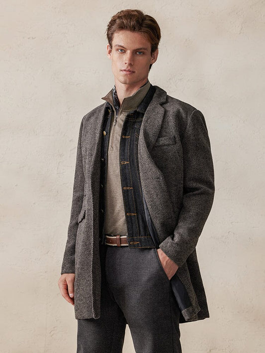 Tweed Jas Vintage Herringbone Stijlvol – Reynier