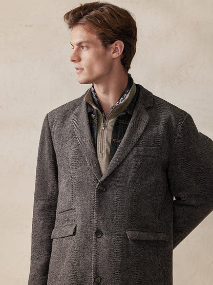 Tweed Jas Vintage Herringbone Stijlvol – Reynier