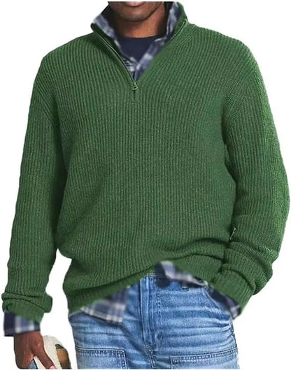 Gebreide pullover met half rits luxe comfort oversized heren - Jonah
