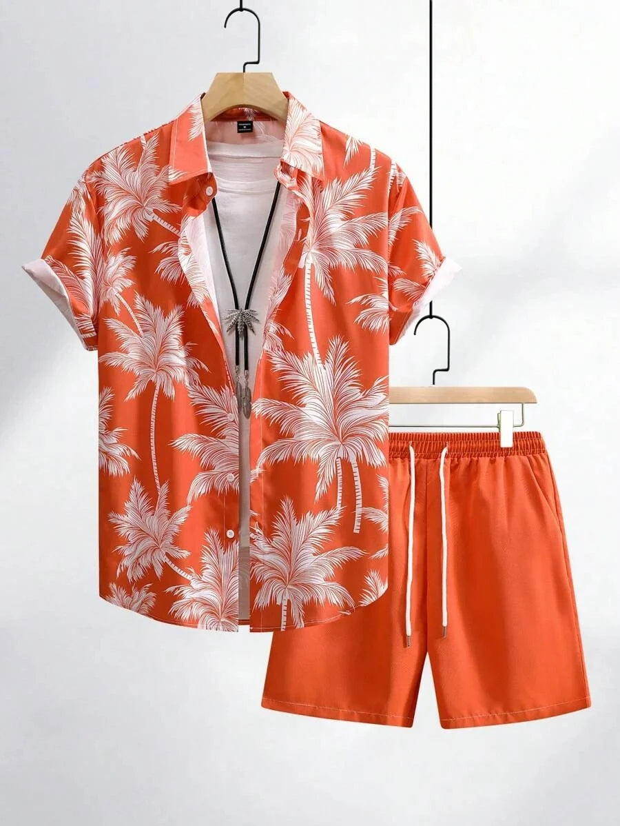 zomerse kledingset korte broek blouse Hawaii heren - Hijan