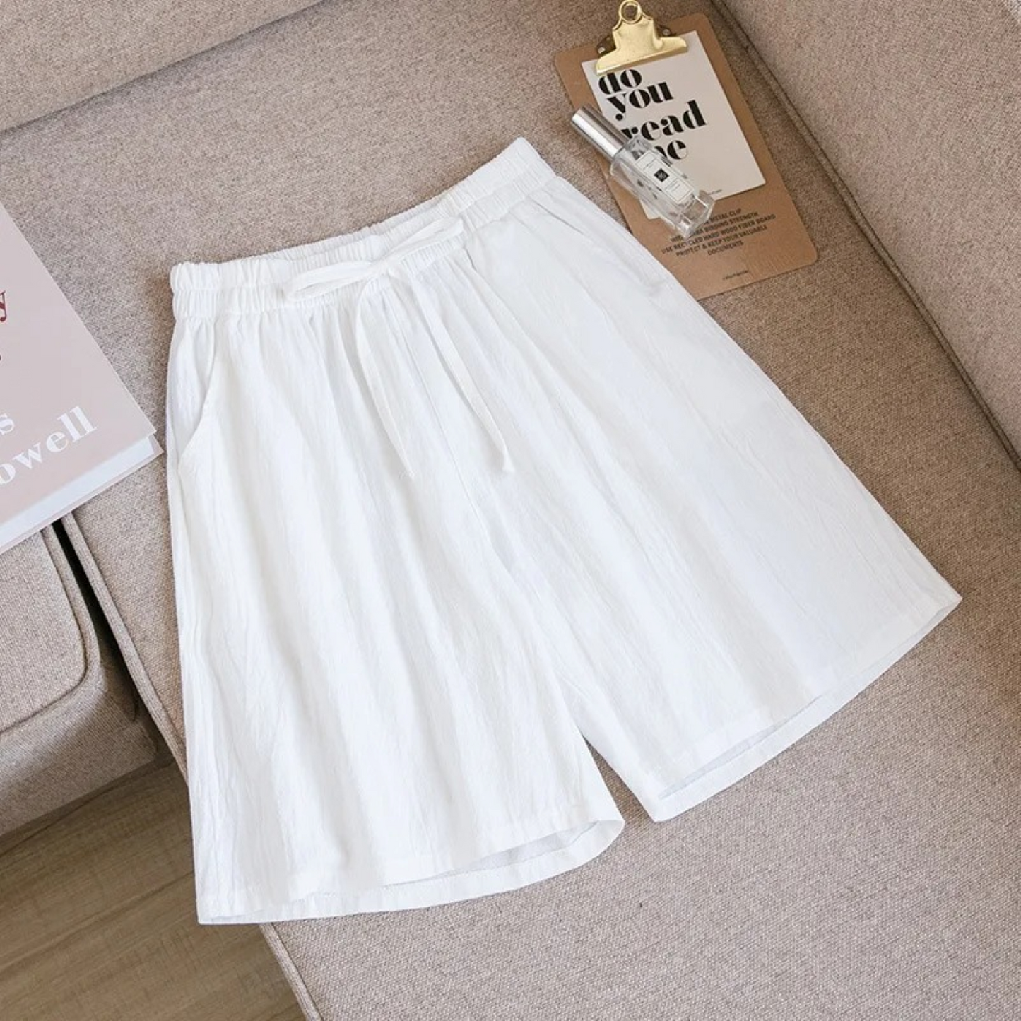 Shorts Ademend Katoen Linnen Loose-Fit – Eloiza