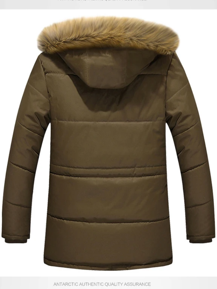 Heren parka winterjas met bont capuchon en fleece voering - Arnold