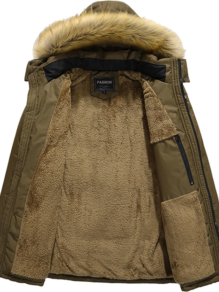 Heren parka winterjas met bont capuchon en fleece voering - Arnold