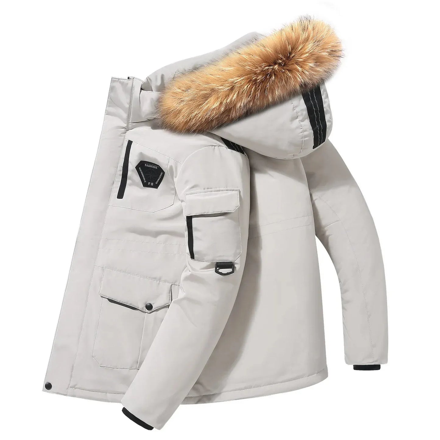 Winterjas parka bontkraag capuchon heren dons - Iver