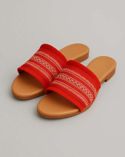 Linnen Pantoffels Boho Design Gewatteerd Comfort – Sylvia