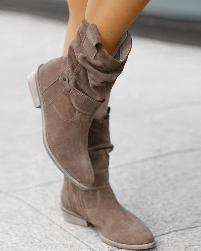 Suede Laarsjes Lage Hak Elegant Design – Johanna