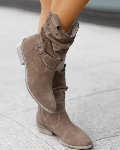 Suede Laarsjes Lage Hak Elegant Design – Johanna