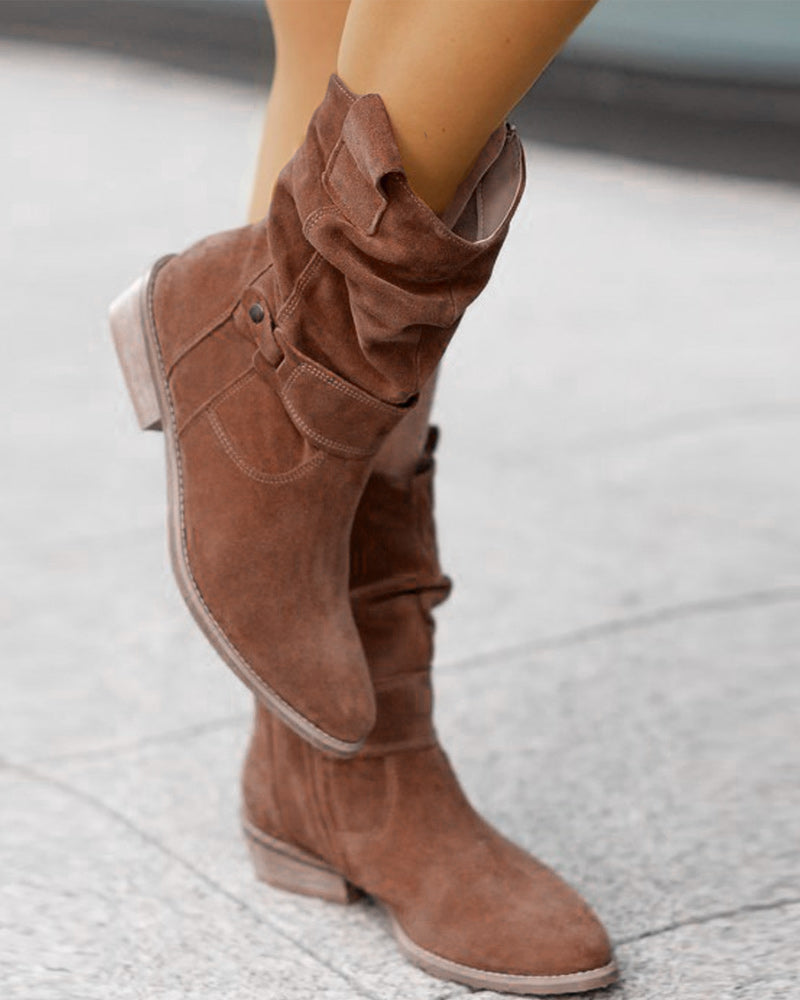 Suede Laarsjes Lage Hak Elegant Design – Johanna