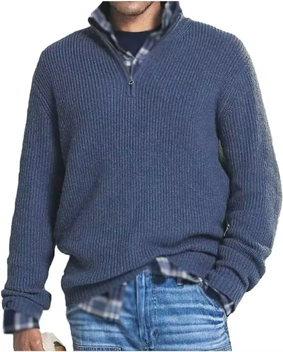 Gebreide pullover met half rits luxe comfort oversized heren - Jonah