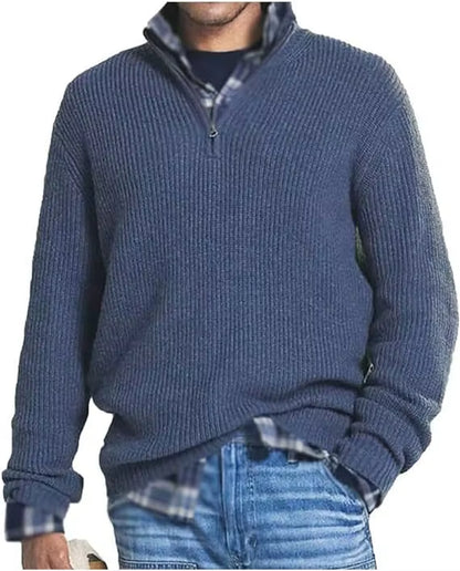 Gebreide pullover met half rits luxe comfort oversized heren - Jonah