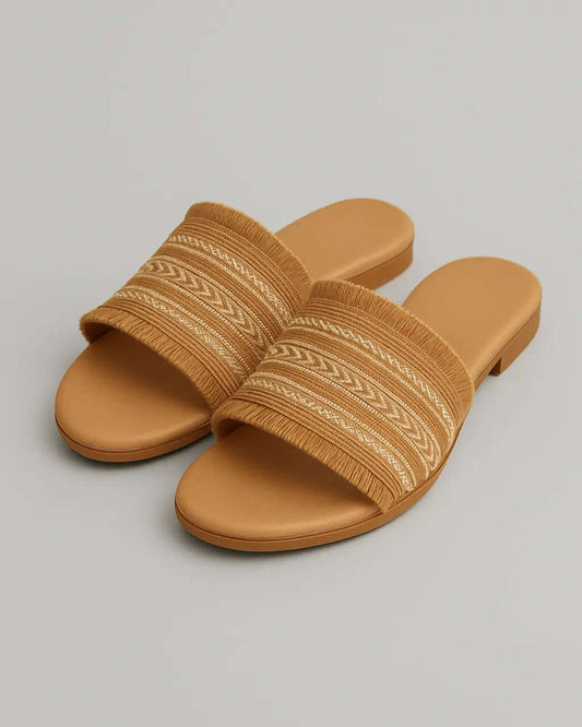 Linnen Pantoffels Boho Design Gewatteerd Comfort – Sylvia