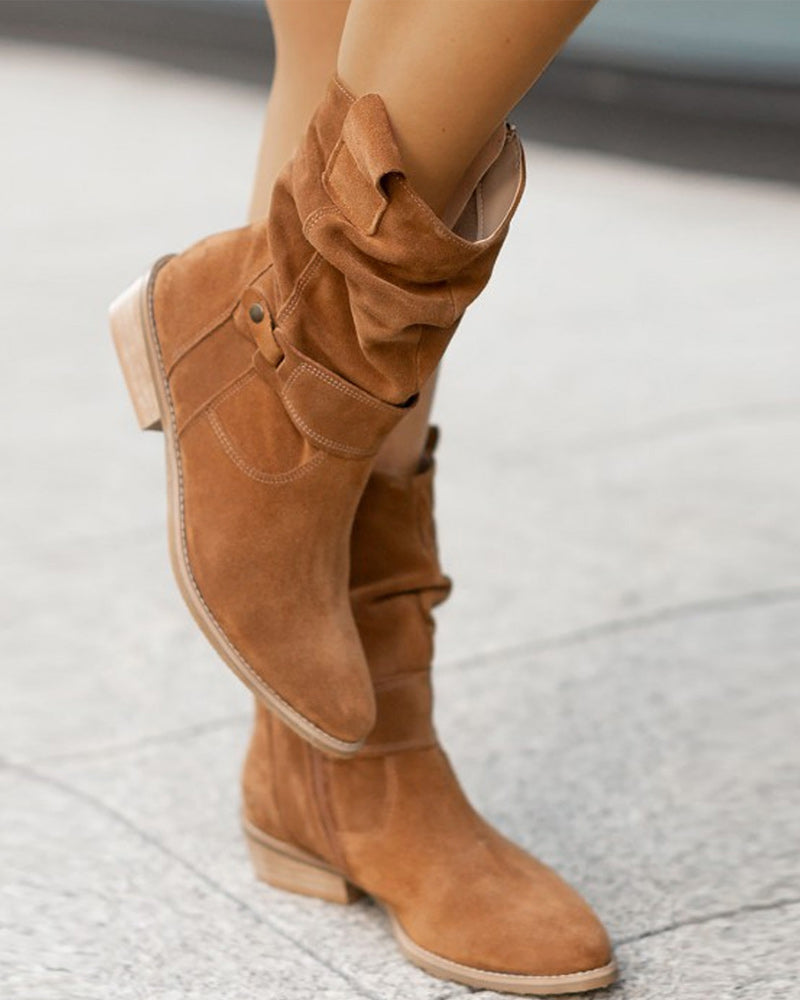 Suede Laarsjes Lage Hak Elegant Design – Johanna