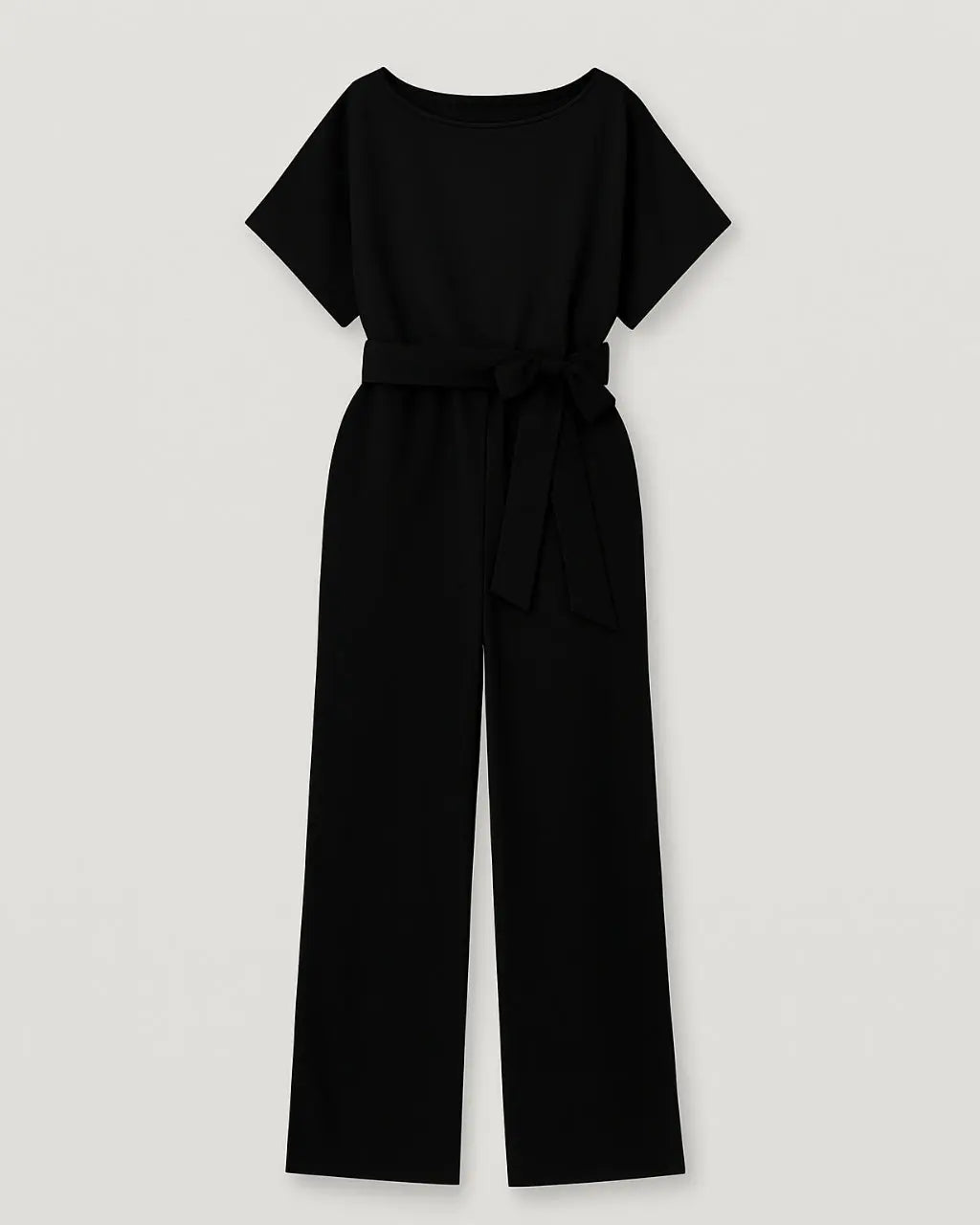 Jumpsuit Polyester Ronde Hals Met Tailleaccent – Pearlin