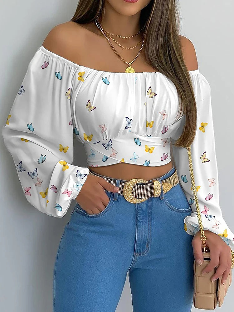 cropped losse top met print - Aria