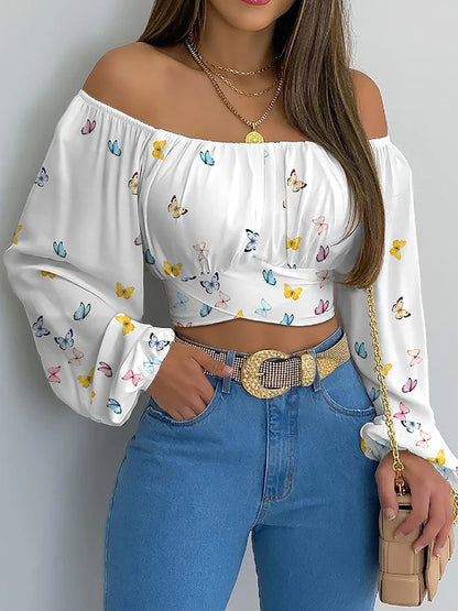 cropped losse top met print - Aria