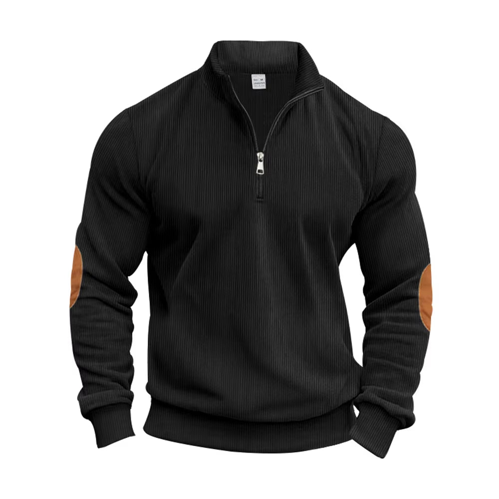Heren Corduroy Halve Rits Sweatshirt Veelzijdig en Stijlvol - Wolf
