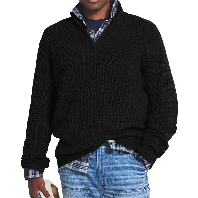 Gebreide pullover met half rits luxe comfort oversized heren - Jonah
