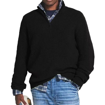 Gebreide pullover met half rits luxe comfort oversized heren - Jonah