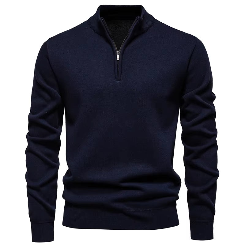 Heren Gebreide Trui Met Halve Rits Slim Fit - Griffin