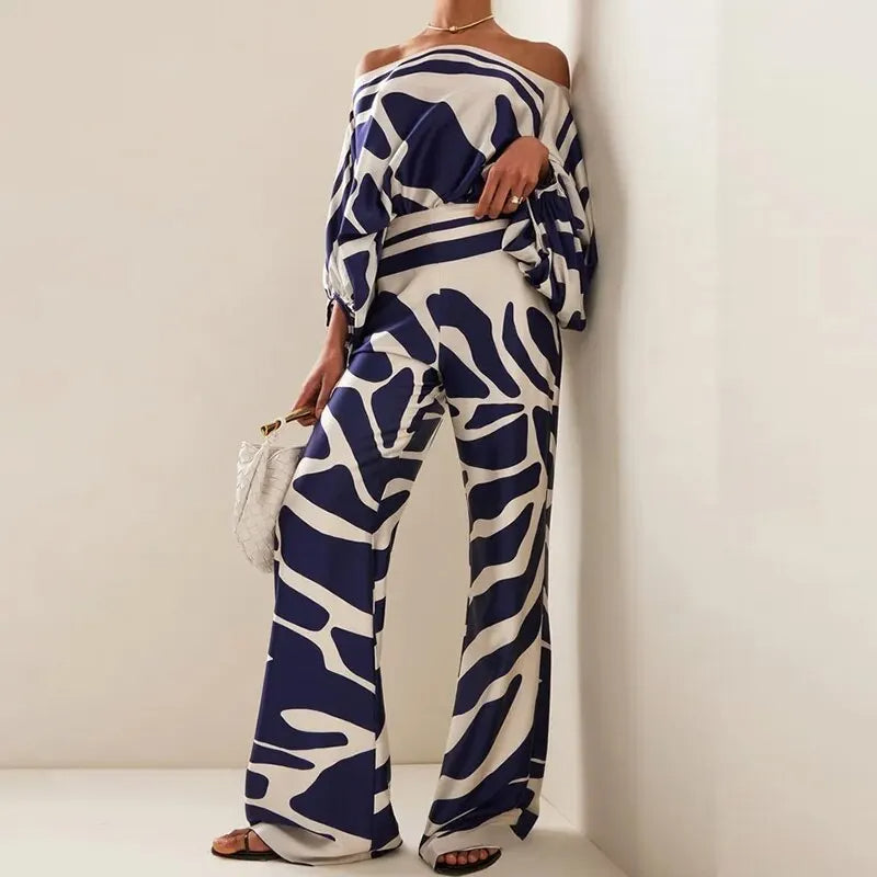 Casual Tweedelige Set Met Abstracte Print - Madeleine