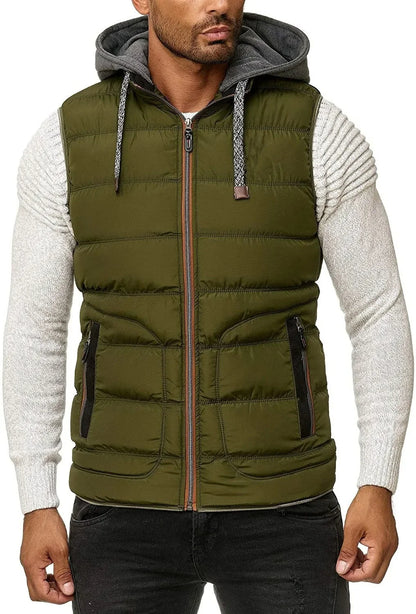 stijlvolle gewatteerde bodywarmer met capuchon - Harvey