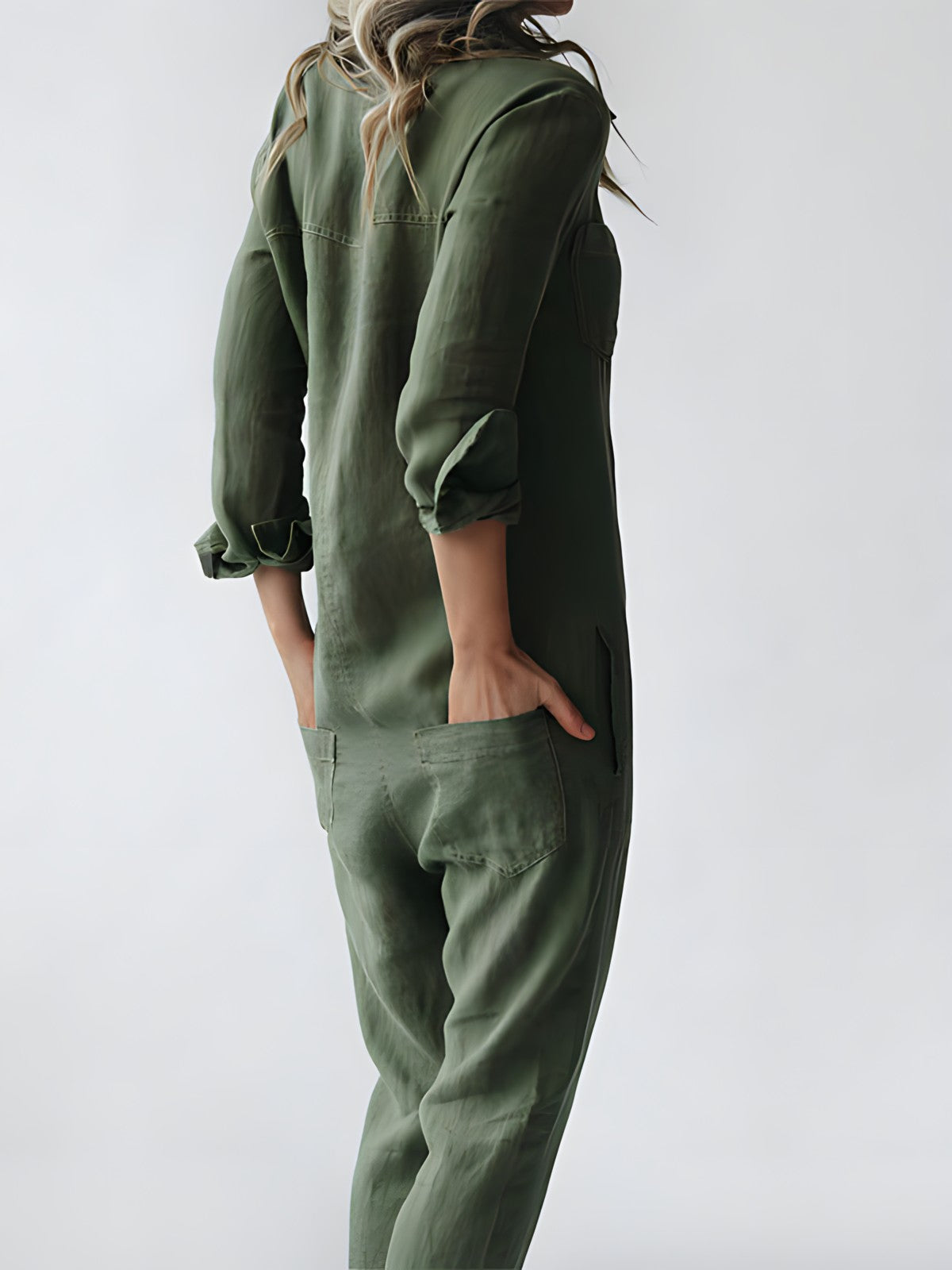 jumpsuit lange mouwen los knopen cargo dames - Kaya