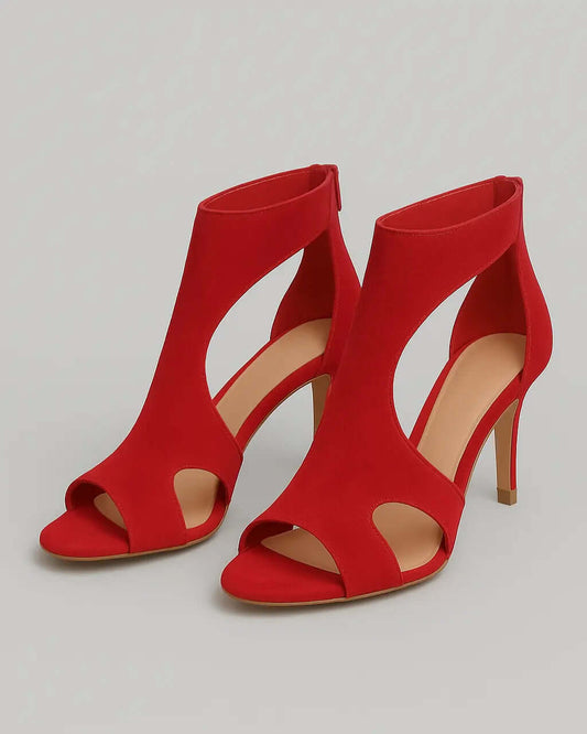 PU Leren Peep Toe Hakken Met Achterrits – Coleen