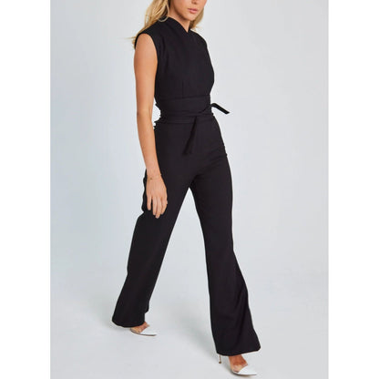 Jumpsuit met wijde pijpen tailleband zonder mouwen lange broek - Annemarie