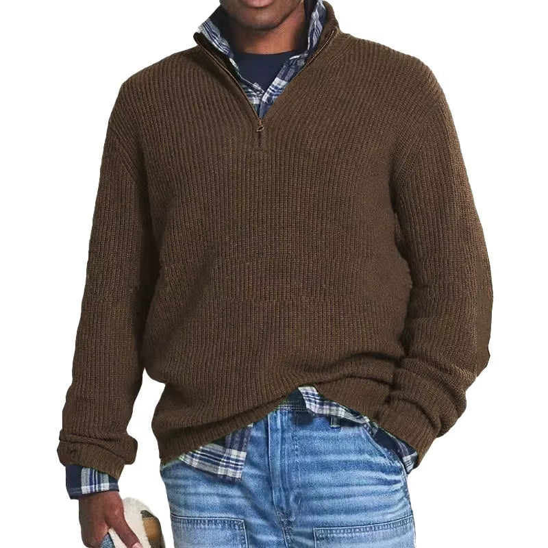 Gebreide pullover met half rits luxe comfort oversized heren - Jonah