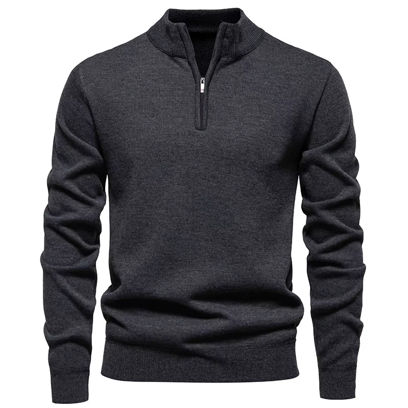 Heren Gebreide Trui Met Halve Rits Slim Fit - Griffin