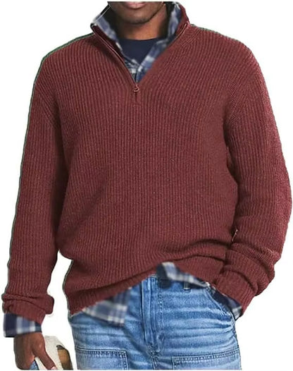 Gebreide pullover met half rits luxe comfort oversized heren - Jonah