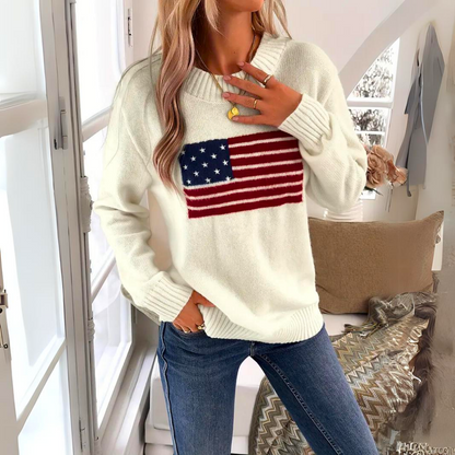 Trendy gebreide trui america - Camila