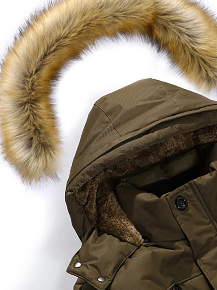 Heren parka winterjas met bont capuchon en fleece voering - Arnold