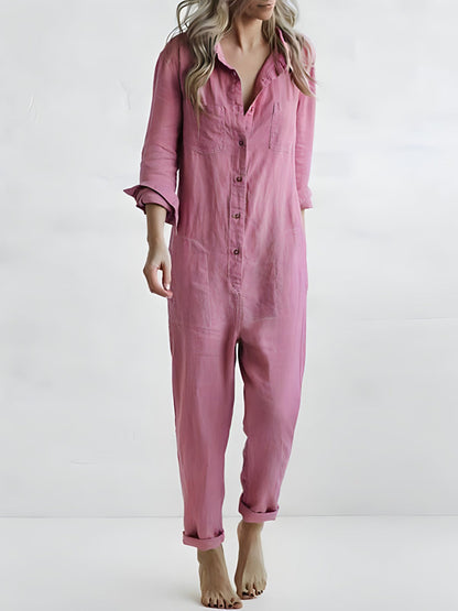 jumpsuit lange mouwen los knopen cargo dames - Kaya