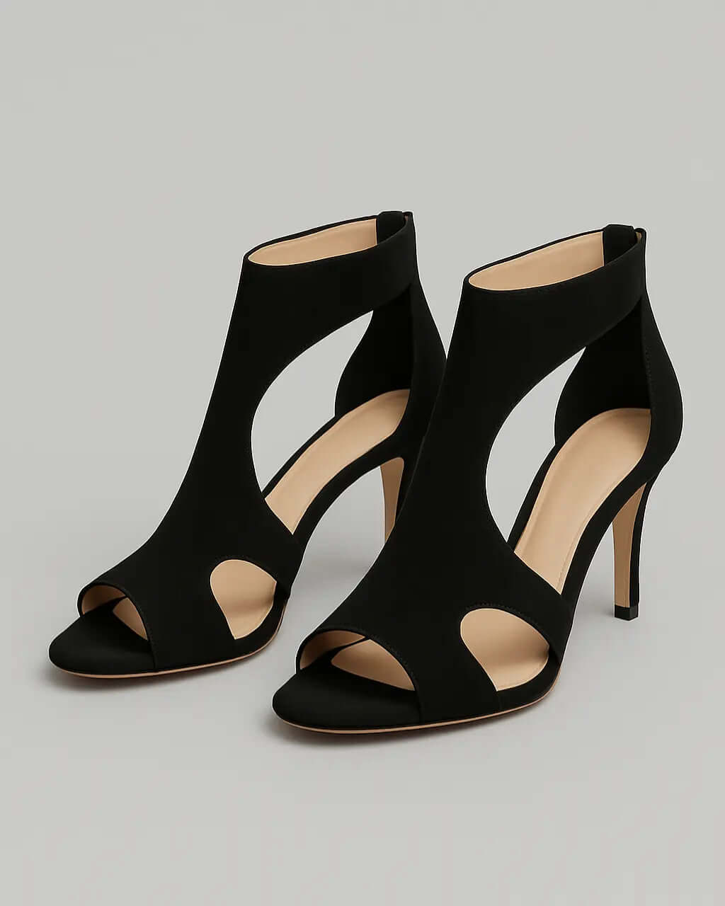 PU Leren Peep Toe Hakken Met Achterrits – Coleen